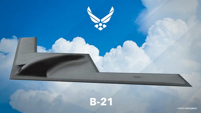 美国B-21「突袭者」（Raider）隐形轰炸机概念图。（取自美国空军官网）