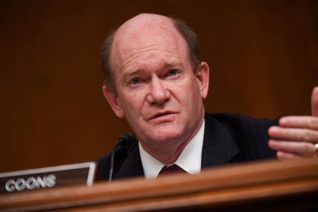 民主党籍联邦参议员库恩斯（Chris Coons），被认为是国务卿热门人选之一。（路透）