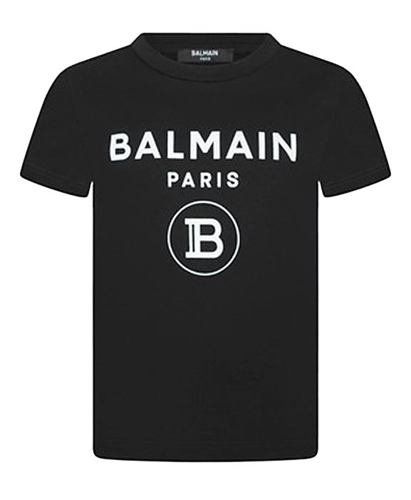 微风BREEZEONLINE「Balmain儿童logo黑色短袖上衣」，原价7780元、优惠价5446元。（微风提供）