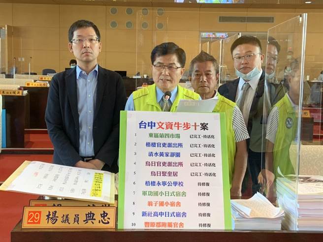 杨典忠整理「台中文资牛步10案」，让每个文资保护据点成为台中观光的亮点，才能建立台中文化城的品牌。（陈世宗摄）
