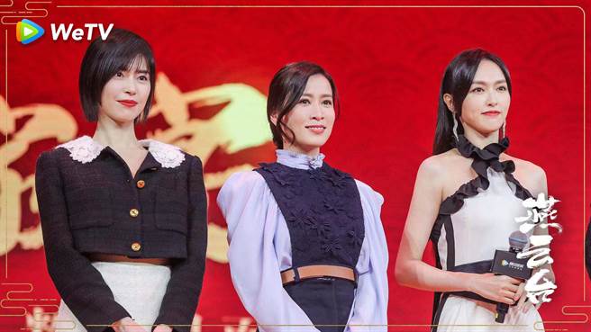 唐嫣（右起）、畲诗曼、卢杉在《燕云台》姐妹情决裂。（WeTV海外站提供）