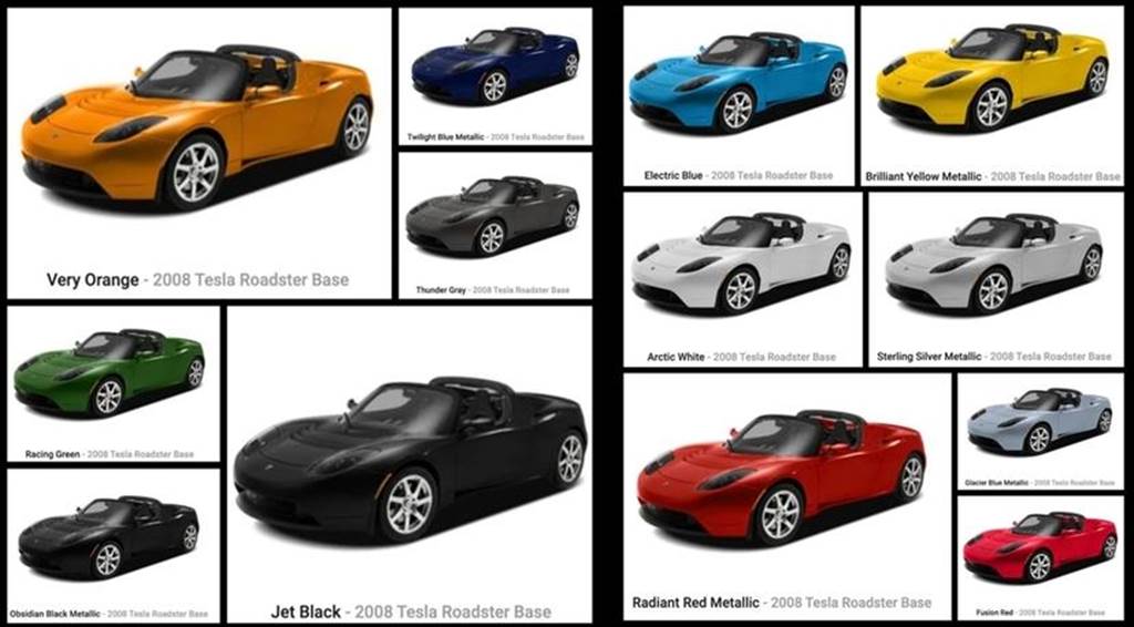 特斯拉 Roadster 2 電動超跑將擁有多種特殊車色，就如同一代那樣多色可選