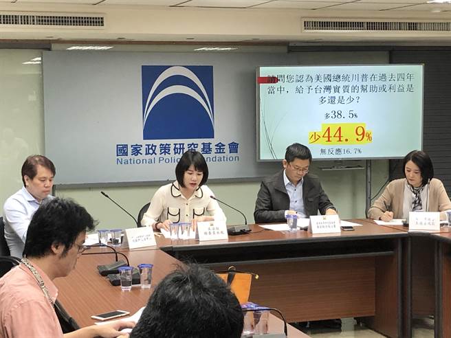 国民党智库今天公布最新民调。（赵婉淳摄）