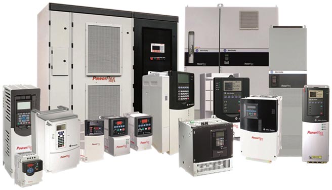 洛克威尔PowerFlex变频器能因应各种不同的需求，提供各式各样的马达控制解决方案。在更换为新款高效能马达时，也不须再更换变频器。图／所罗门提供