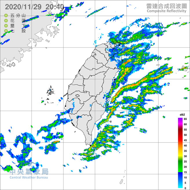 东北季风影响，今(29日)晚至明(30)日基隆北海岸、宜兰、花莲地区及大臺北山区有局部大雨发生的机率。（气象局）