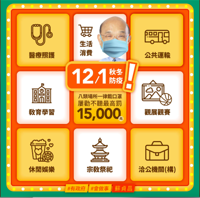 苏揆秀图卡推秋冬防疫(苏揆脸书截图)