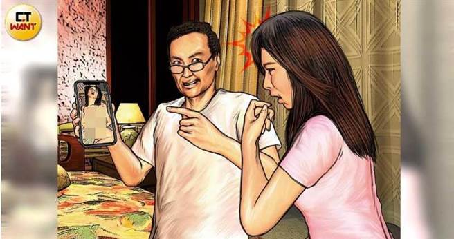 离婚后，陈男仍不愿放过琳琳，还以偷拍的性爱画面威胁，更扬言要在她公司散布。（图／本刊绘图组）