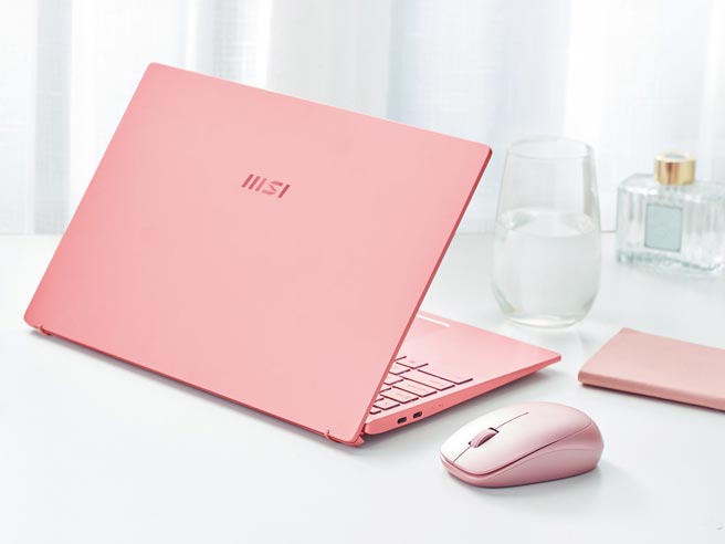 微星创作者笔电Prestige 14 evo获Intel Evo平台认证，有石墨灰、纯净白、甜莓粉三款顏色；图为甜莓粉。图／微星提供