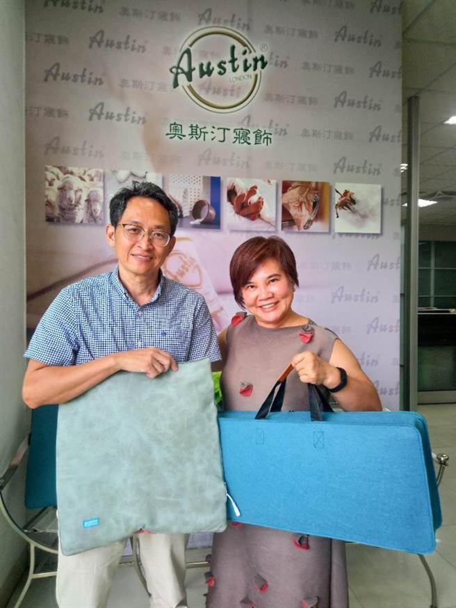 敬统实业董事长孙连禧、爱蜜奇健康科技董事长汪廷凯（左）夫妻檔，携手推广「Austin PEMF 脉衝磁垫」。图／曾丽芳