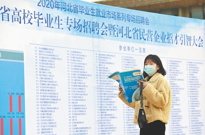 河北民營企業招才大會，求職者在招聘會查看資料。（新華社資料照片）