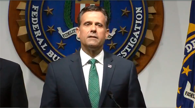 美国家情报总监拉特克里夫公开撰文表示，中国目前是对美国的最大威胁，也是二战以来对全世界民主和自由的最大威胁。（图／路透）