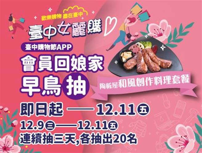 2020台中女丽购更新APP免费抽餐券。（台中市府提供／卢金足台中传真）