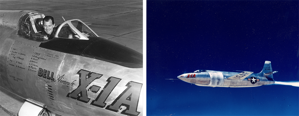  葉格與X-1A實驗機，在這次實驗，葉格遇到慣性耦合現象，差點出事，所幸憑著飛行經驗挽救回來，飛機也安全著陸。(圖/美國空軍)