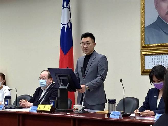 江启臣在国民党中常会致词。(黄福其摄)