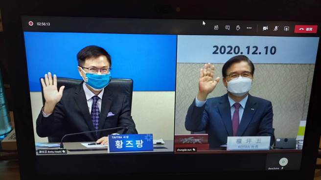 貿協董事長黃志芳(左)及KOTRA社長權坪五(右)於開幕致詞。（貿協提供）