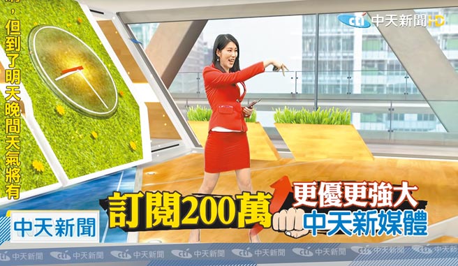 中天新闻13日突破200万订阅，提早达到预期目标，主播刘盈秀特别跳「螃蟹舞」感谢支持。（摘自YouTube中天新闻台）