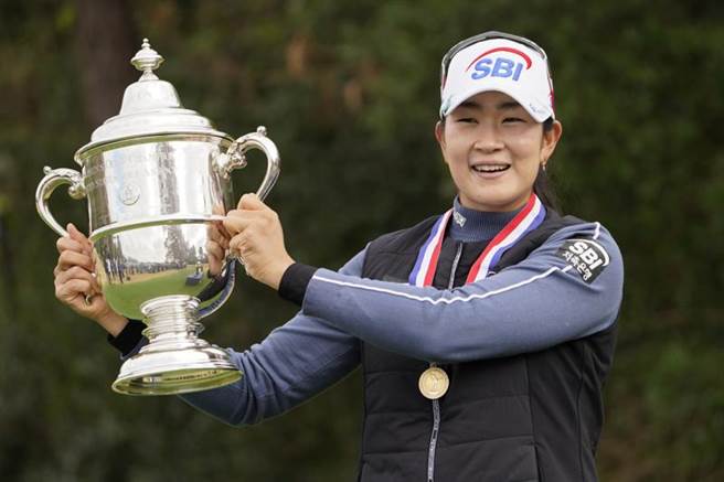 韓國高球選手金阿林在LPGA美國公開賽逆轉奪冠，寫下賽會紀錄。(美聯社)