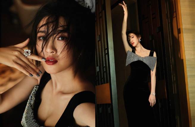 唐艺昕在穿上这套甜美可人洋装后，举手投足间都充满优雅大气的魅力。（图／摘自微博@唐艺昕）