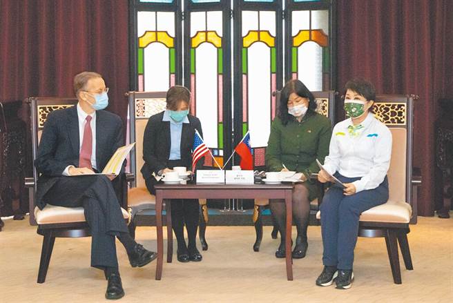 美国在台协会处长郦英杰（左）16日到台中市政府拜访市长卢秀燕（右）。（图／本报系资料照）