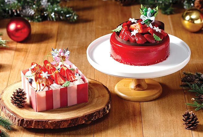 〈Corner Bakery 63〉国宾麵包房，推出6吋的〈圣诞红酒草莓慕斯蛋糕〉，中心填入以法国爱乐薇奶油乳酪制成的起士布蕾，再铺上混合波特红酒的草莓慕斯，再于光滑淋面上妆点鲜嫩欲滴的草莓。图／业者提供