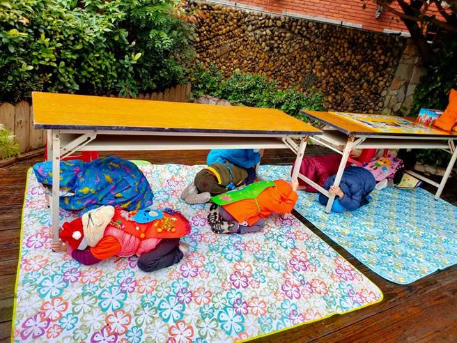 训练孩童防灾意识（莺歌幼儿园提供／许哲瑗新北传真）