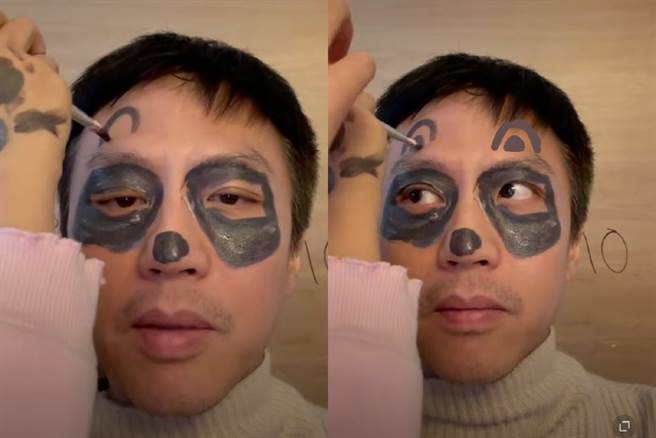 邓超这次换脸被孩子当画布 (图/ 邓超微博)