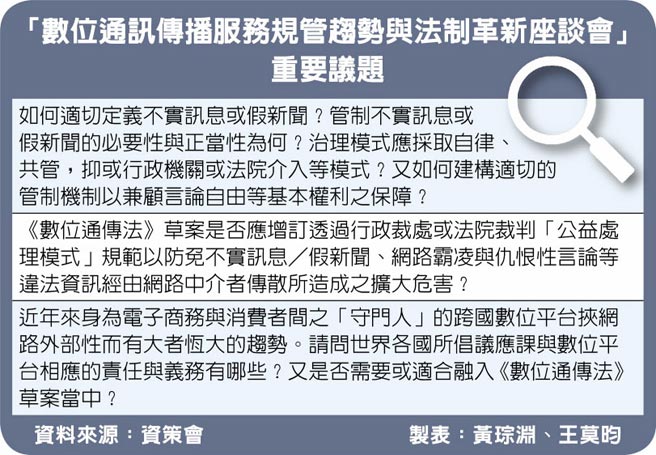 数位通讯传播服务规管趋势与法制革新座谈会」重要议题