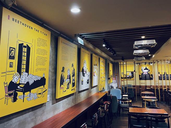 怡客咖啡与三木艺术(Some Music Design)合作，将南京门市打造成「贝多芬主题咖啡馆」。（怡客咖啡提供）