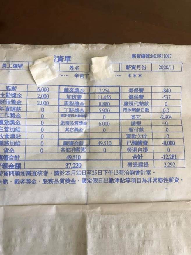 他应徵一间客运的驾驶员，该公司称月薪可达55K，实际工作却发现仅能拿到约37K。（图／翻摄自爆料公社(官方粉专专属)）