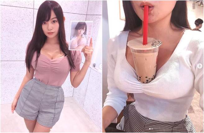 樱井木穗成功挑战胸部放饮料。（图／翻摄自IG）