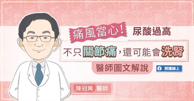 林口长庚医院肾臟科陈冠兴医师指出，痛风与「高尿酸血症」很有关系。(图/照护线上提供)