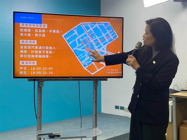新竹市副市长沈慧虹今天率各局处长举行记者会，说明市府提出的2021灯会「生活指引修正版」，取消管制区。（陈育贤摄）
