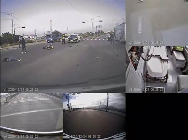 台一线枋山段24日上午发生一起死亡车祸，屏东44岁女骑士当场死亡。(翻摄画面／谢佳潾屏东传真)