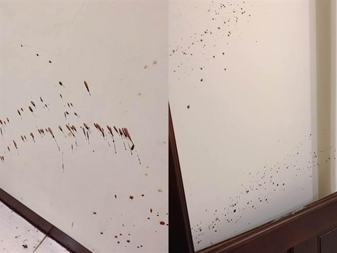 租客留下整间房屋的垃圾与废弃家电，客房、楼梯墙面出现「放射状血迹」，床上也有大面积血渍。（图／翻摄自脸书「爆怨公社」）