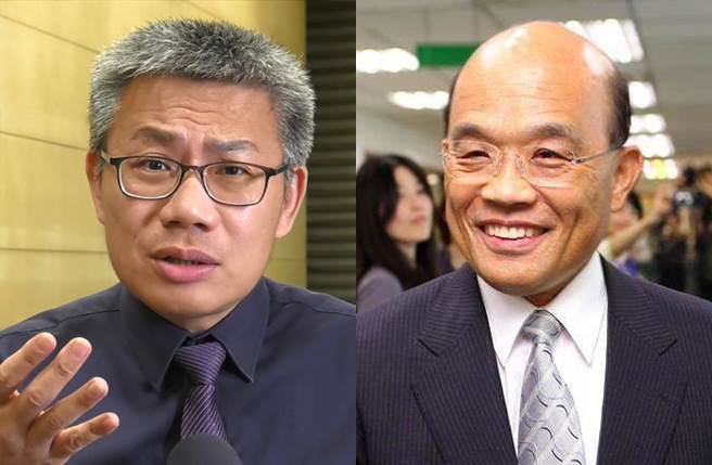 资深媒体人罗友志（左）、行政院长苏贞昌（右）（左图／邱子轩摄、右图/中时资料照）
