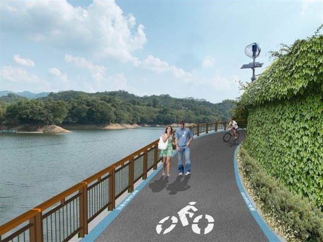 头屋乡明德水库风景优美景色宜人，苗栗县政府推动明德水库自行车专用道新建计画，期许打造在地与民眾与外来游客皆喜爱的游憩环境。图为示意图。（苗栗县政府提供／何冠娴苗栗传真）