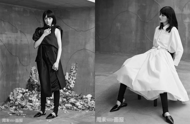 郑爽在写真中化上独特风格的眼妆，在镜头下看起来十分有个性。（图／摘自微博@周末画报STYLE）