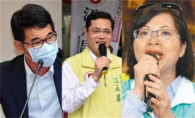 莱猪案表决时，民进党立委刘建国（左起）、江永昌、林淑芬多次弃权未投票，遭认定「跑票」。（资料照／江永昌服务处提供、本报系资料照）