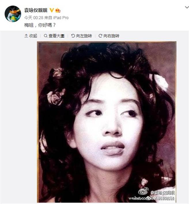袁咏仪于凌晨怀念梅艷芳。（图／微博@袁咏仪）