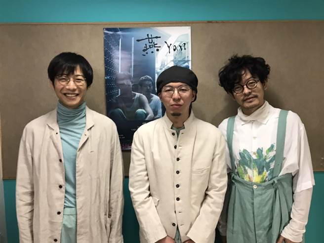 《燕》演员水间龙（左起）、导演今村圭佑、演员山中崇出席日本上映半年纪念座谈会。（希望行销提供）