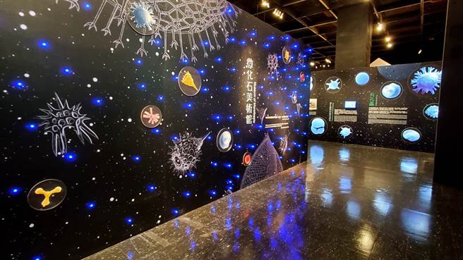 《微美幻境–海洋微化石》特展开幕，展场入口犹如太空幻境。（科博馆提供／陈淑芬台中传真）