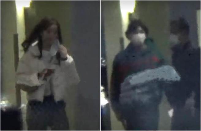 金晨和李易峰被拍到前后脚离开同一公寓。（图／翻摄自微博）