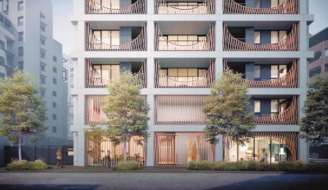 大陆建设力邀国际设计圈炙手可热的「Neri&Hu如恩设计研究室」，针对天母人量身打造国际版的轻豪宅「鐫月」。图／业者提供