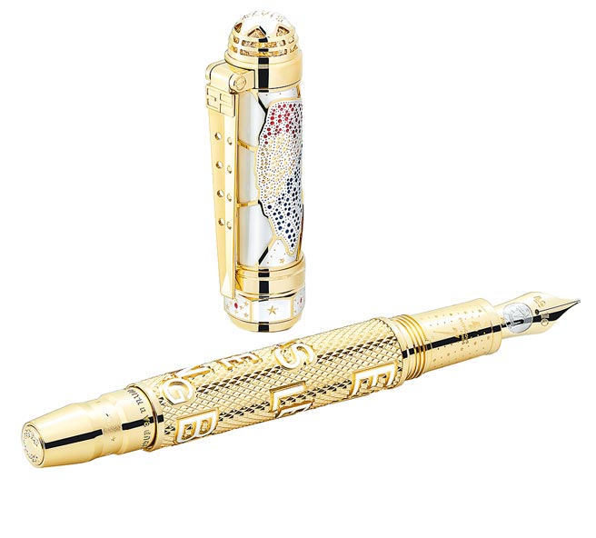 万宝龙着名人物系列「猫王」艾维斯普里斯莱限量款98钢笔，约3万8000欧元。（Montblanc提供）