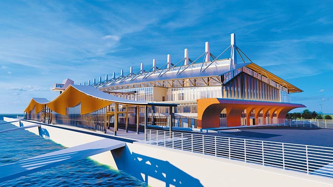 「金門水頭港大型旅客服務中心新建工程」將於農曆年後復工，預定2024年1月竣工。（金門縣港務處提供／李金生金門傳真）