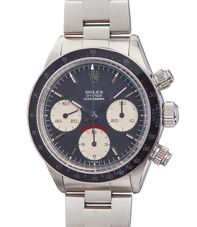 保罗纽曼与爱妻琼安伍华德鹣鲽情深，1只爱妻赠予他的劳力士型号6263「Big Red」迪通拿表，日前以1亿6500万元落槌。（Phillips提供）