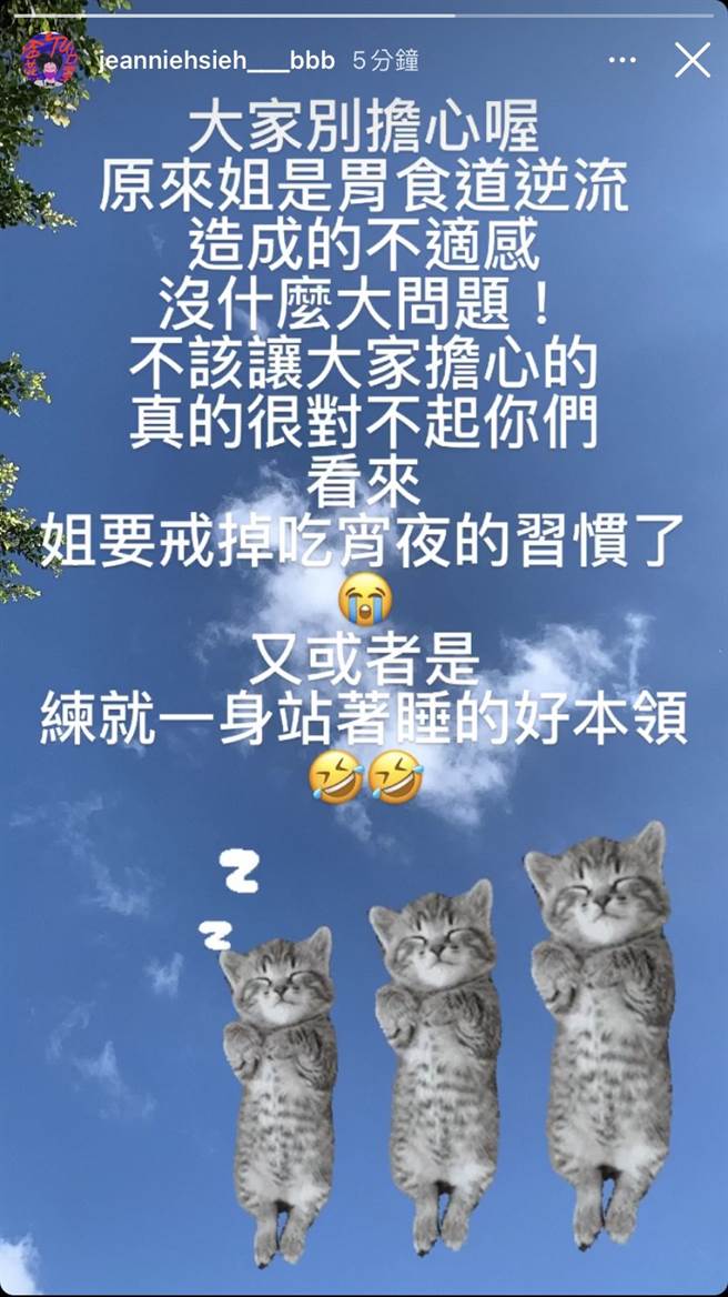 謝金燕限時動態全文。（圖／取材自謝金燕Instagram）