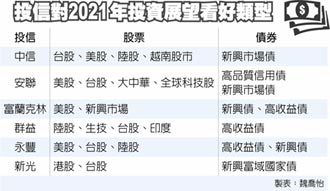 六大投信指路 台股、新興債 2021牛氣奔騰