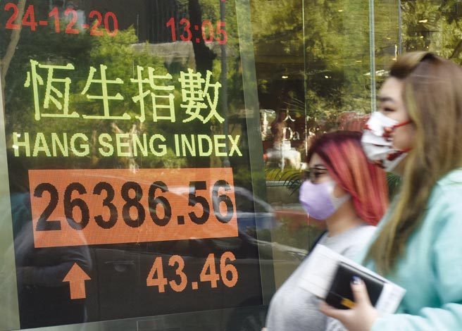 港股受到国安法的衝击，台资中实户纷纷回流，2021年台股成交值力拚与港股黄金交叉，重返荣耀。图／中新社