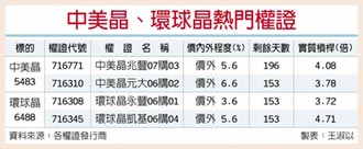 獲利看旺 中美晶、環球晶權證夯